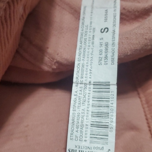 Stradivarius jacket women's size small S pink corduroy cropped crop - Picture 8 of 9